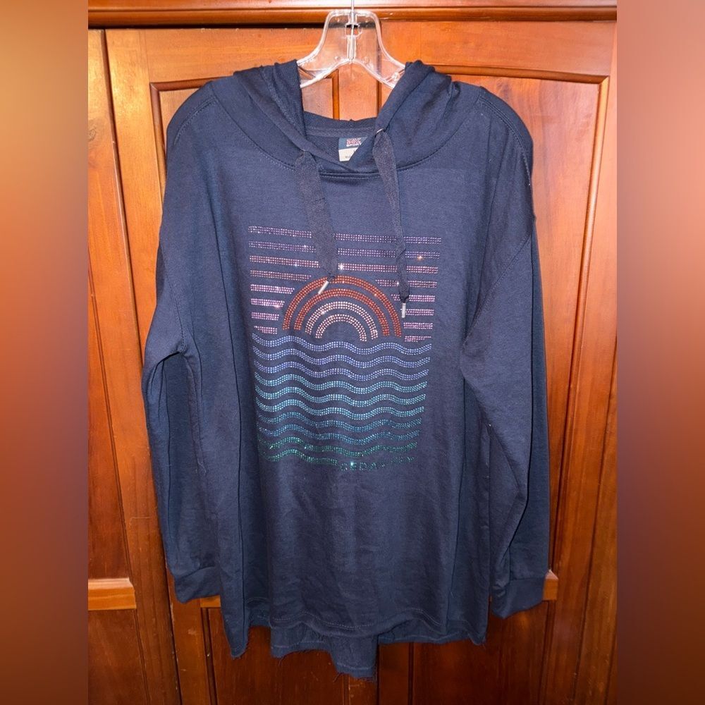 MV Sport Dark Blue Hoodie with Jewels #1589